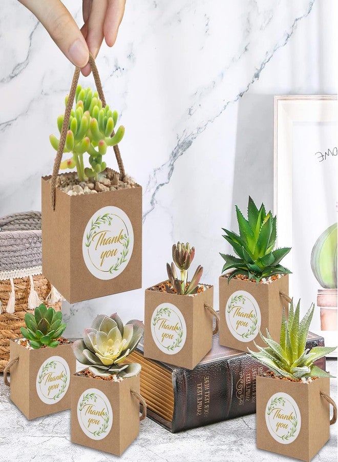 Beupy 60pcs Succulent Wrap Bags Bulk Fits 2.5 Inch Pots with Thank You Stickers, Mini Kraft Paper Succulent Gift Box Basket with Handles for Wedding, Baby Shower, Succulent Plants Party Favors for Guests - Image 5